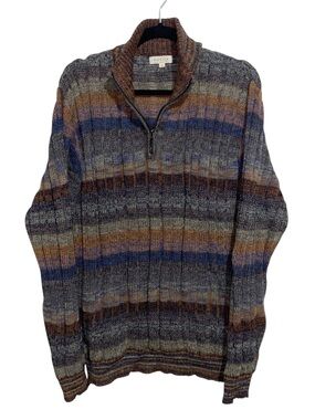 Novica Sweater Mens XL 100% Alpaca Wool Peru 1/4 Zip Pullover Long Sleeve Knit